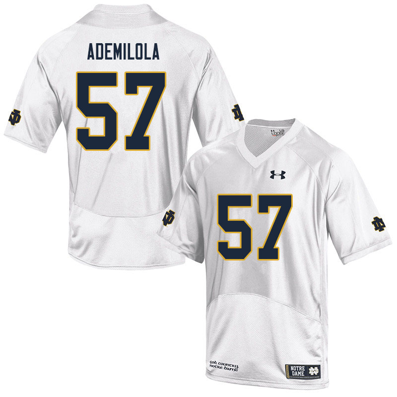 Men's NCAA Notre Dame Fighting Irish #57 Jayson Ademilola Stitched College Under Armour Authentic White Football Jersey GM10N26ZU